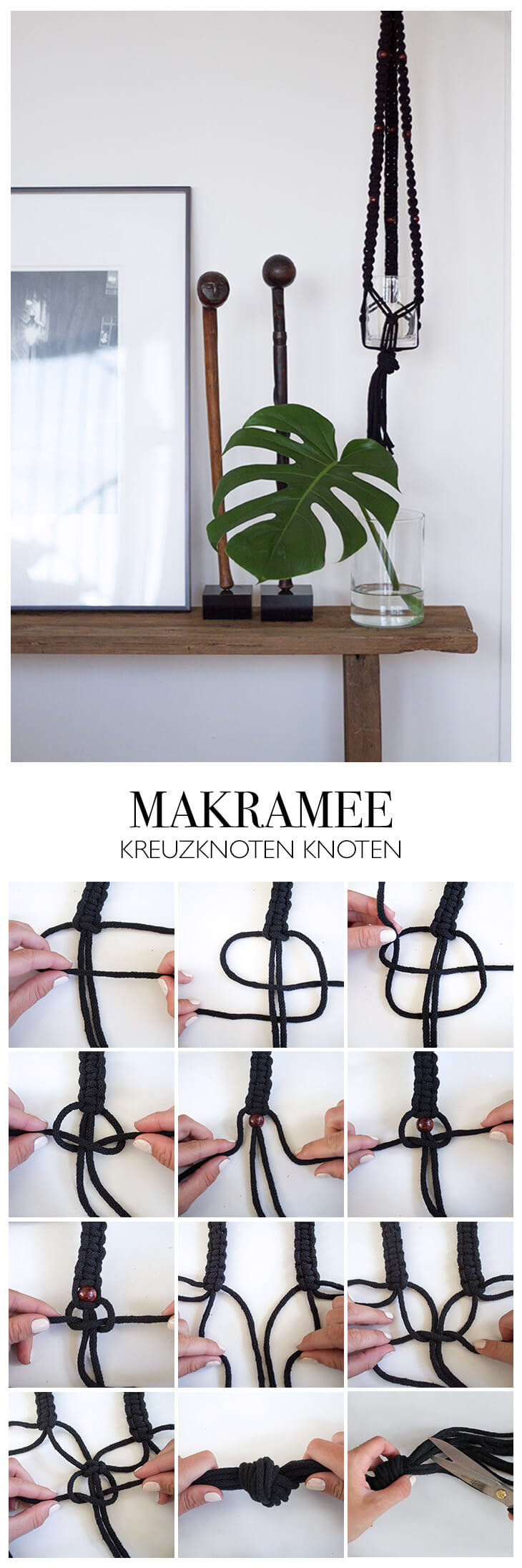 Makramee Kreuzknoten Step by Step Anleitung - DIY Blog lindaloves.de