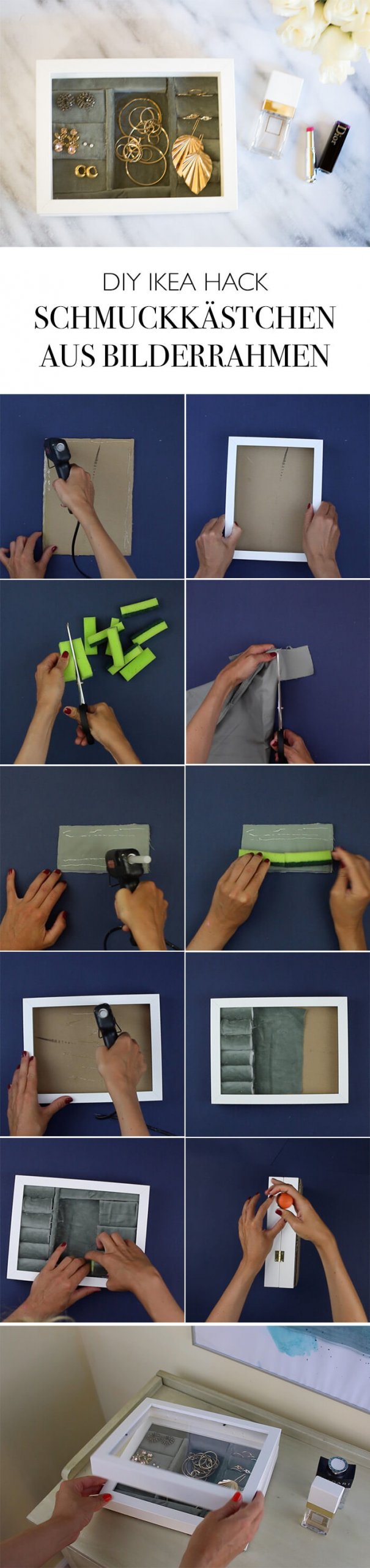 DIY Ikea Hack Bilderrahmen Schmuckkästchen selber machen Schmuckaufbewahrung DIY Deko Blog lindaloves