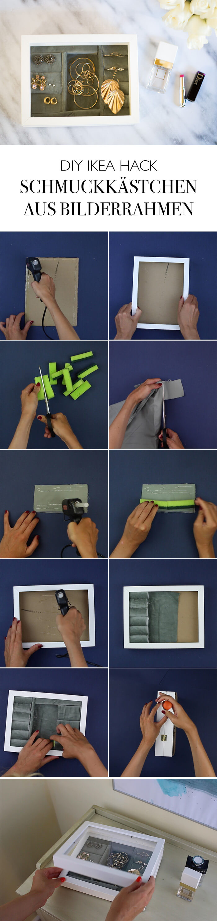 DIY Ikea Hack Bilderrahmen Schmuckkästchen selber machen Schmuckaufbewahrung DIY Deko Blog lindaloves