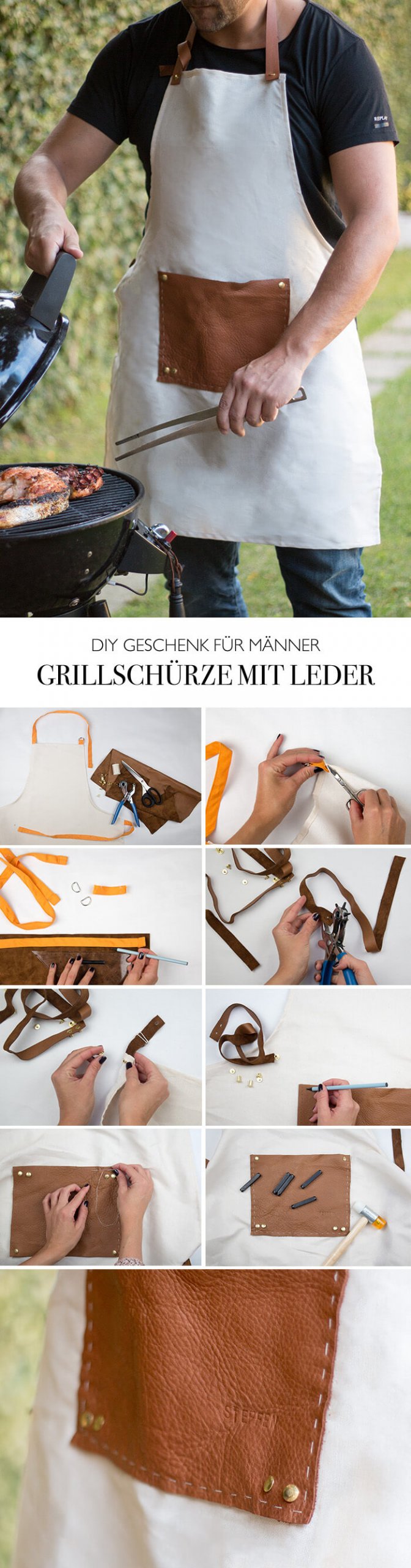 DIY Geschenk für Männer - Grillschürze selber machen mit Leder DIY Blog lindaloves.de