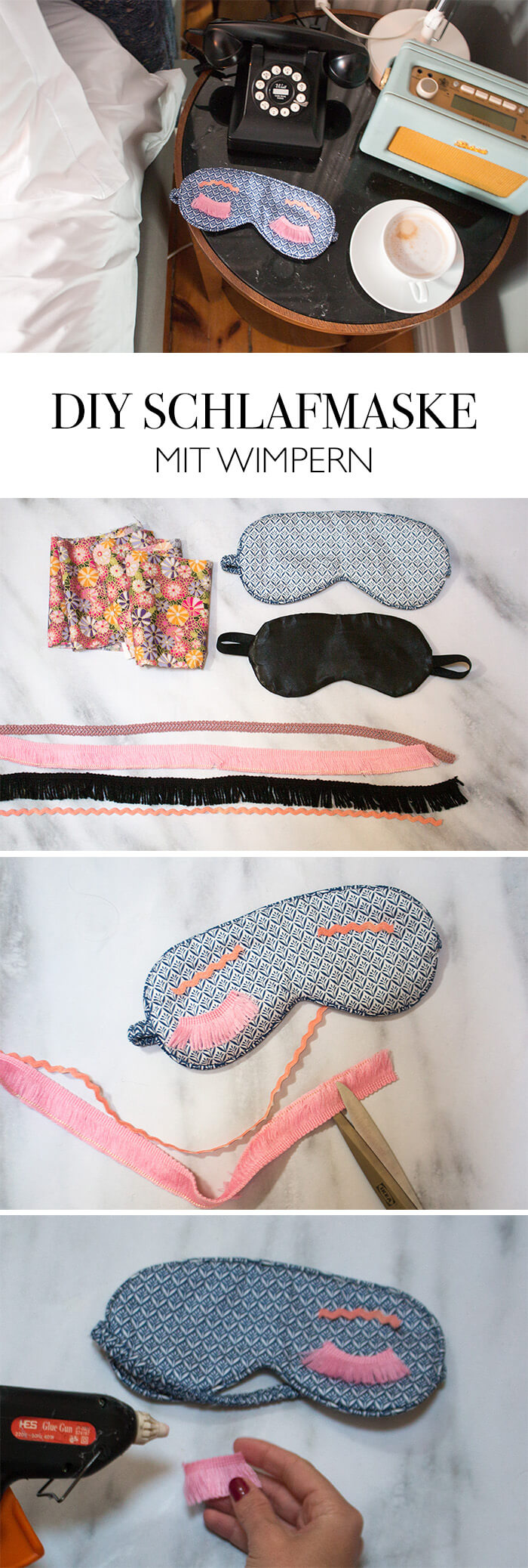 Anleitung DIY Schlafmaske mit Wimpern selber machen basteln - DIY Blog lindaloves